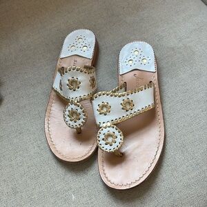 Whipstich Flat White & Gold Sandals